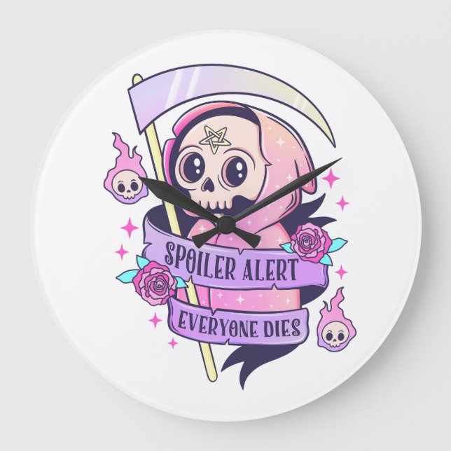 Spoiler Alert Everyone Dies Cute Pink Halloween Sk Large Clock (Front)