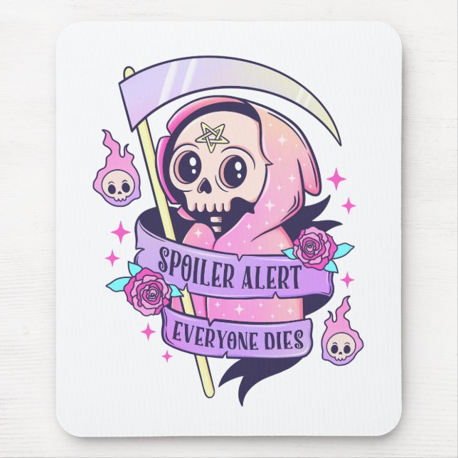 Spoiler Alert Everyone Dies Cute Pink Halloween Sk Mouse Pad (Front)