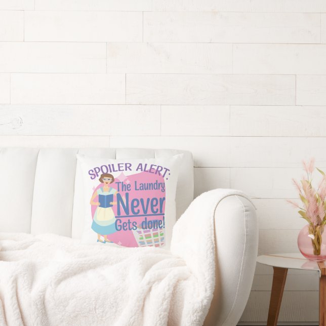Spoiler Never Did Laundry Reader Retro Gal Cushion (Couch)