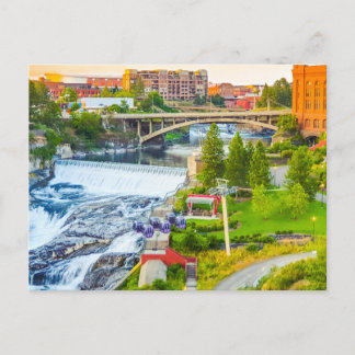 Spokane Falls Washington Post Card