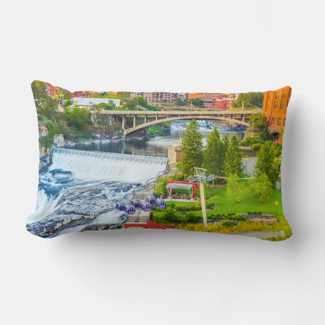 Spokane Falls Washington Throw Pillow (Front)