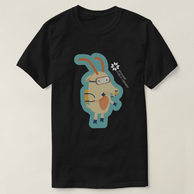 Spokane Public Library Central Library Goat T-Shir T-Shirt (Design Front)