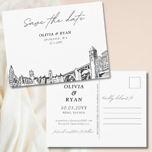 Spokane Save the Date Postcard Elegant Wedding