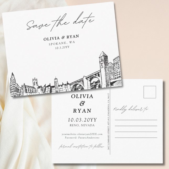 Spokane Save the Date Postcard Elegant Wedding (Spokane Save the Date Postcard Elegant Wedding)