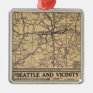 Spokane, Seattle Metal Ornament