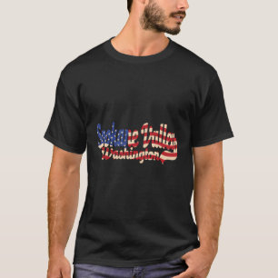 Spokane Valley City Washington American Flag T-Shirt