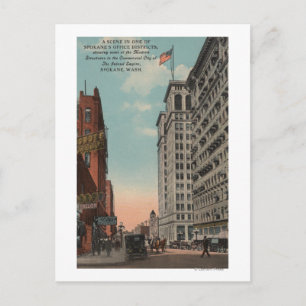 Spokane, WA - Downtown View with Horsecarts Postcard
