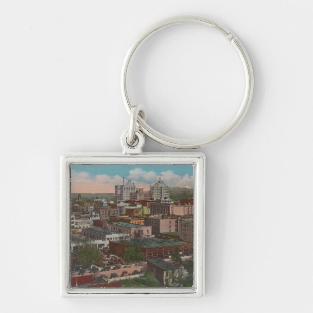 Spokane, WA - Skyline View of Downtown Key Ring (Front)