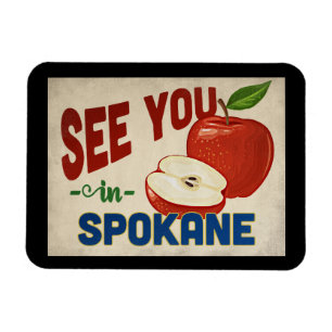 Spokane Washington Apple - Vintage Travel Magnet