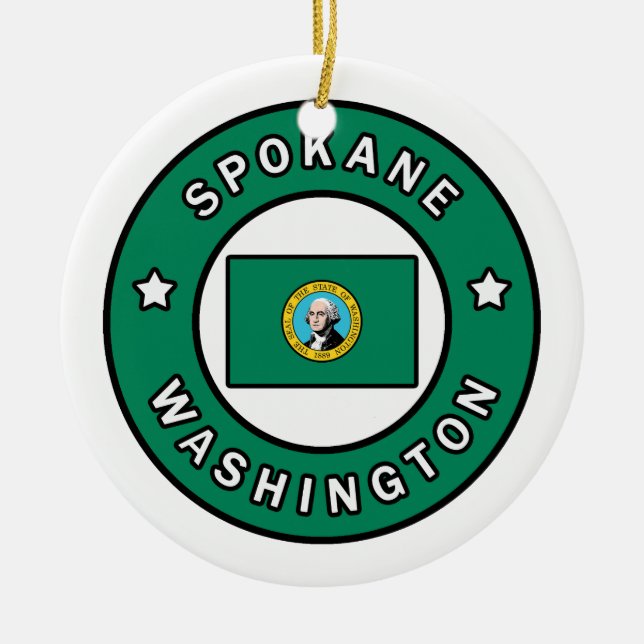 Spokane Washington Ceramic Ornament (Front)
