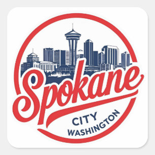 Spokane Washington DC Skyline Square Sticker