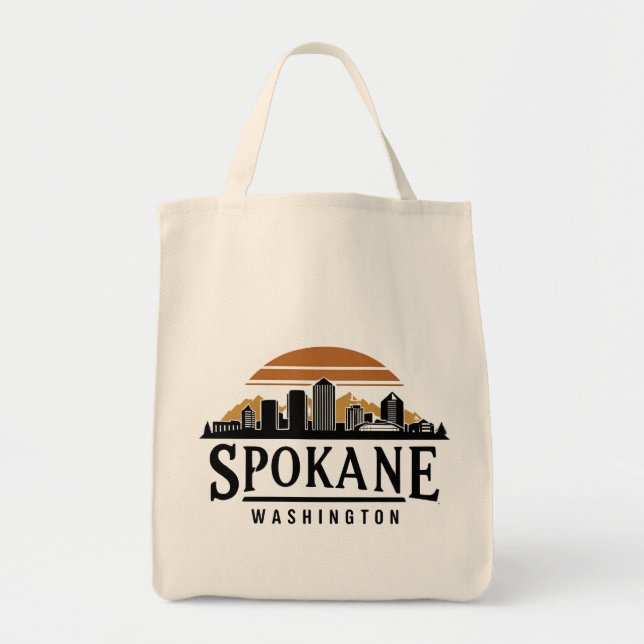 Spokane Washington DC Skyline Tote Bag (Front)