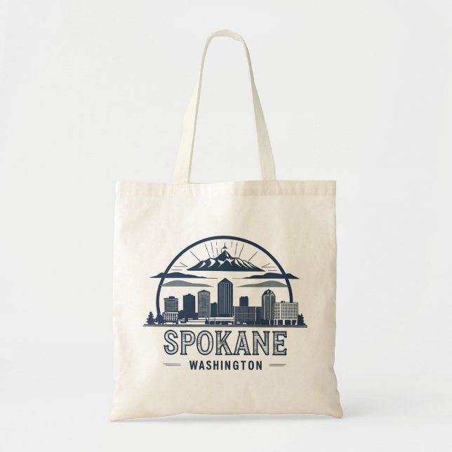 Spokane Washington DC Skyline Tote Bag (Front)