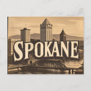 Spokane Washington DC vintage Skyline Postcard