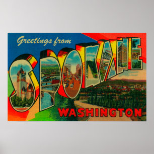 Spokane, Washington - Large Letter Scenes 2 Poster