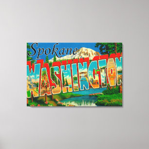 Spokane, Washington - Large Letter Scenes 3 Canvas Print