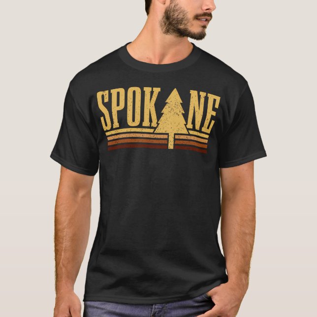 Spokane Washington Vintage Tree State Pride T-Shirt (Front)