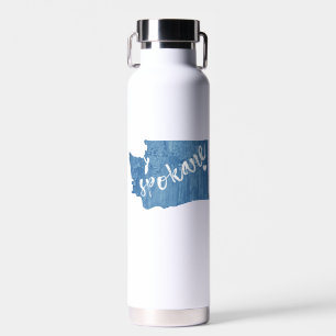 Spokane Washington Wood Grain Water Bottle