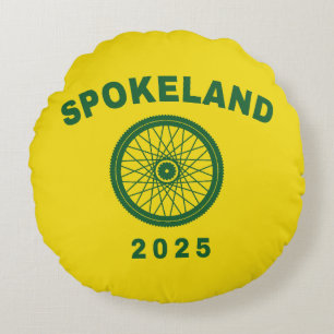 Spokeland Oakland Cycling Californian Cyclist Round Cushion