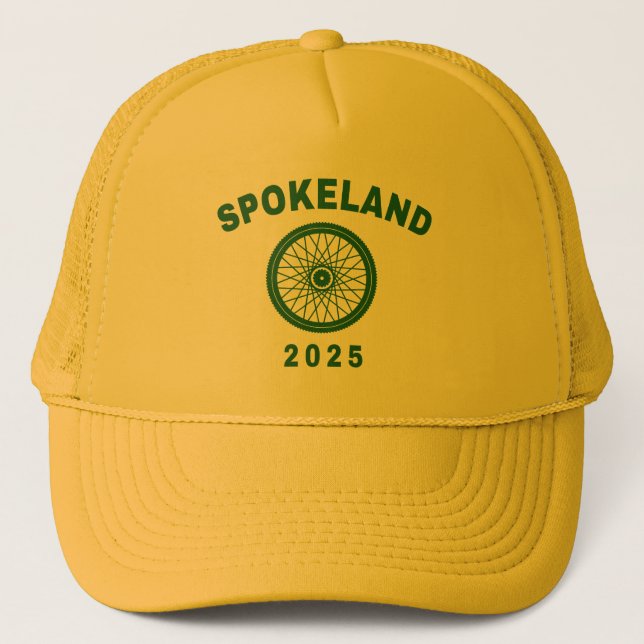 Spokeland Oakland Cycling Californian Cyclist Trucker Hat (Front)