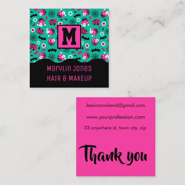 SPOKKY TREATS HALLOWEEN SQUARE BUSINESS CARD (Front/Back)