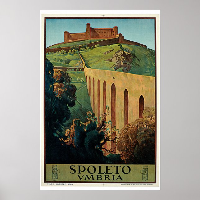 Spoleto Umbria Vintage Travel Poster (Front)