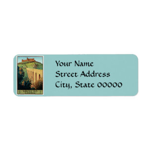 Spoleto Vmbria Vintage Travel Poster Return Address Label