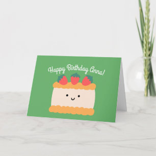 Sponge Cake   Happy Birthday Greeting Folded Card