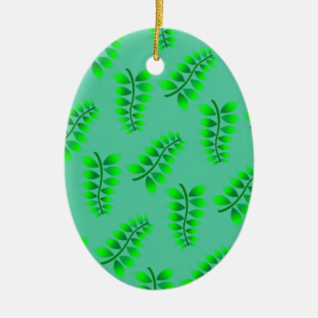 Sponged Foliage Pattern Ceramic Ornament (Front)