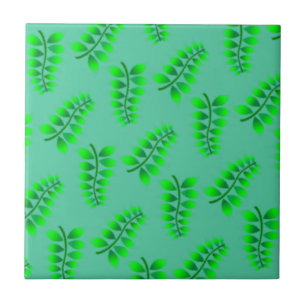 Sponged Foliage Pattern Ceramic Tile