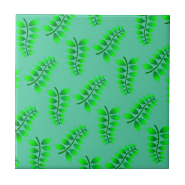 Sponged Foliage Pattern Ceramic Tile (Front)