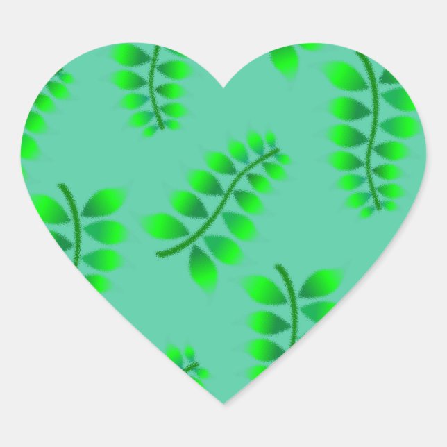 Sponged Foliage Pattern Heart Sticker (Front)