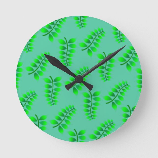 Sponged Foliage Pattern Round Clock (Front)