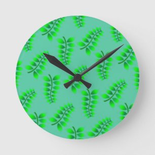 Sponged Foliage Pattern Round Clock