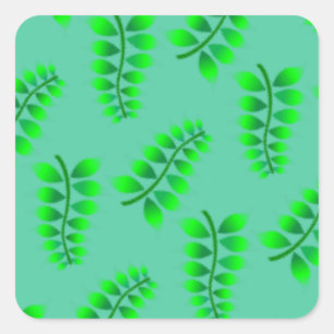 Sponged Foliage Pattern Square Sticker
