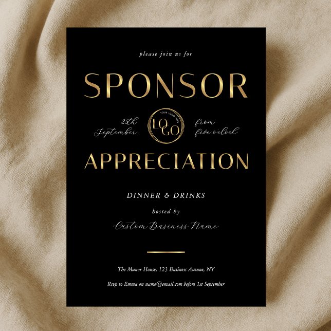 Sponsor Appreciation Black & Gold Logo Corporate Invitation (Creator Uploaded)