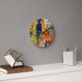 Spontaneous Abstraction – Oil Painting Textures Round Clock