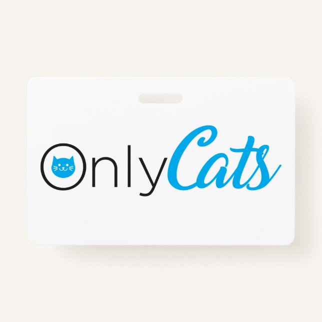 spoof logo, only cats, cute, funny ID badge (Front)