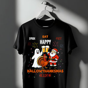 Spook Eat Gift Happy Hallowthanksmas Season T-Shirt