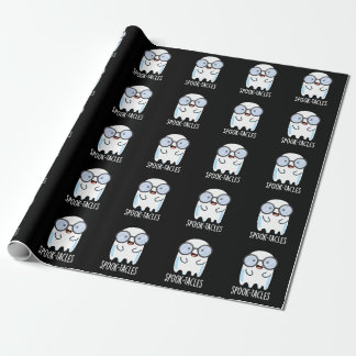 Spook-tacles Funny Ghost Pun Dark BG Wrapping Paper