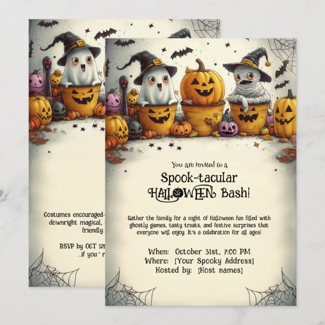 Spook-tacular  HALLOWEEN Bash!  Invitation (Front/Back)