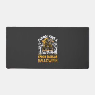 Spook Tacular Halloween Haunted Castle Bats Pumpki Desk Mat