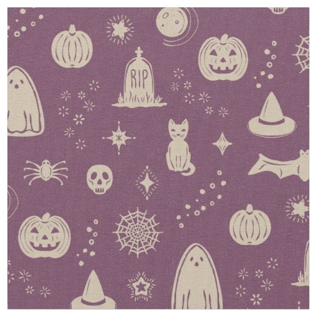 Spookie Things Pattern - Beet + Dove Fabric (Close Up)