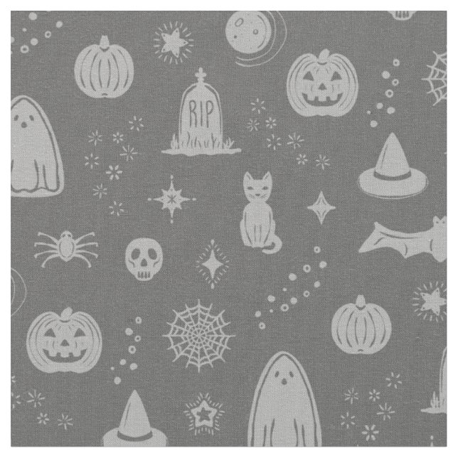 Spookie Things Pattern - Slate + Fog Fabric (Close Up)