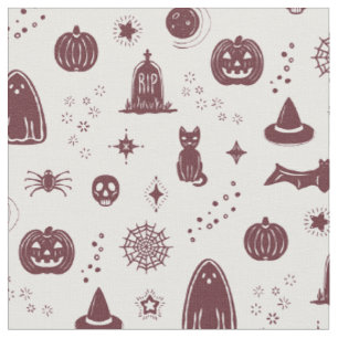 Spookie Things Pattern - Snow + Wine Fabric
