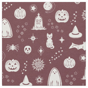 Spookie Things Pattern - Wine + Snow Fabric