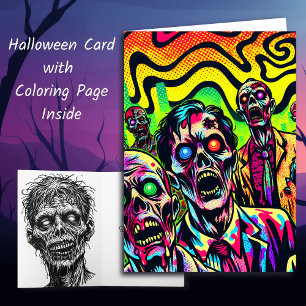 Spookie Zombies Halloween and Colouring Page Card