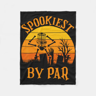 Spookiest By Par Disc Golf Frisbee Golfer Ghost Ha Fleece Blanket