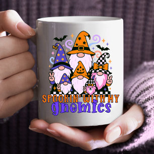 Spookin’ With My Gnomies: Retro Halloween Friends Coffee Mug