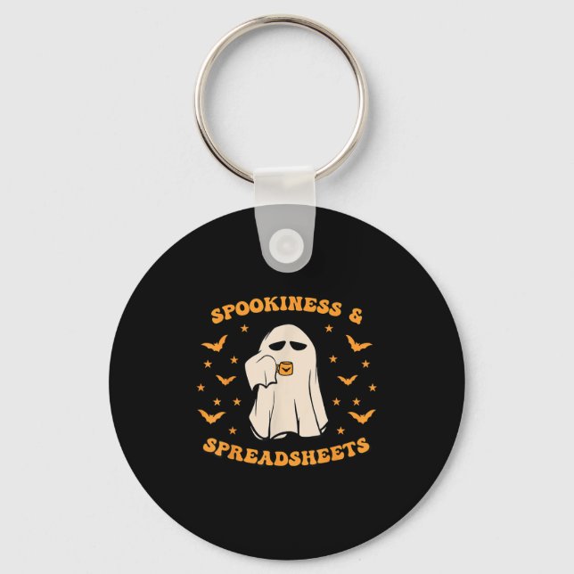 Spookiness And Spreadsheets Halloween Accountant B Key Ring (Front)